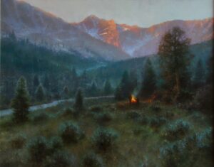painting by Brent Cotton of a mountain landscape
