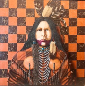 painting by JD Challenger of a native american warrior - Big Hawk
