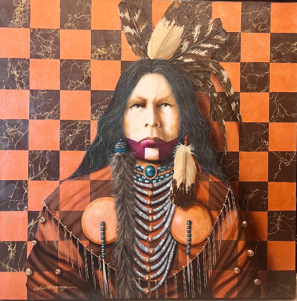 painting by JD Challenger of a native american warrior - Big Hawk