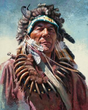 figural painting by Ed Kucera of a Native America Indian Chief