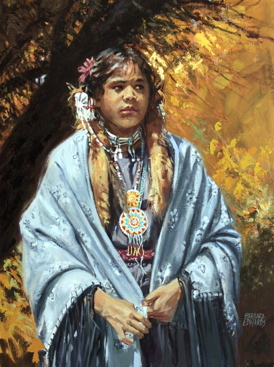 figural painting of a young native american woman