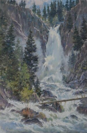 landscape painting by John Michael Carter of the Fish Creek Falls