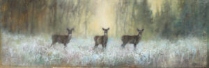 painting by Lori McNee of three deer standing in a clearing