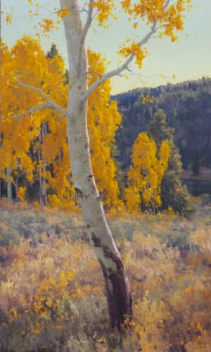 landscape painting by keith bond of a aspen